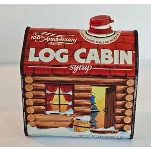 Vintage 1987 Log Cabin Syrup Tin 100th Anniversary Limited Edition 4 3/4" Long